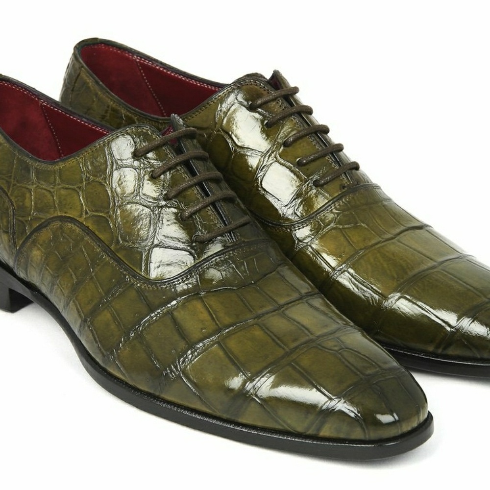 Paul Parkman Green Genuine Crocodile Oxfords